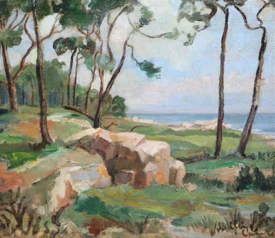 Josselin Reginald Courtenay Bodley (1893-1974) Landscape at Cannes 14 x 17in.